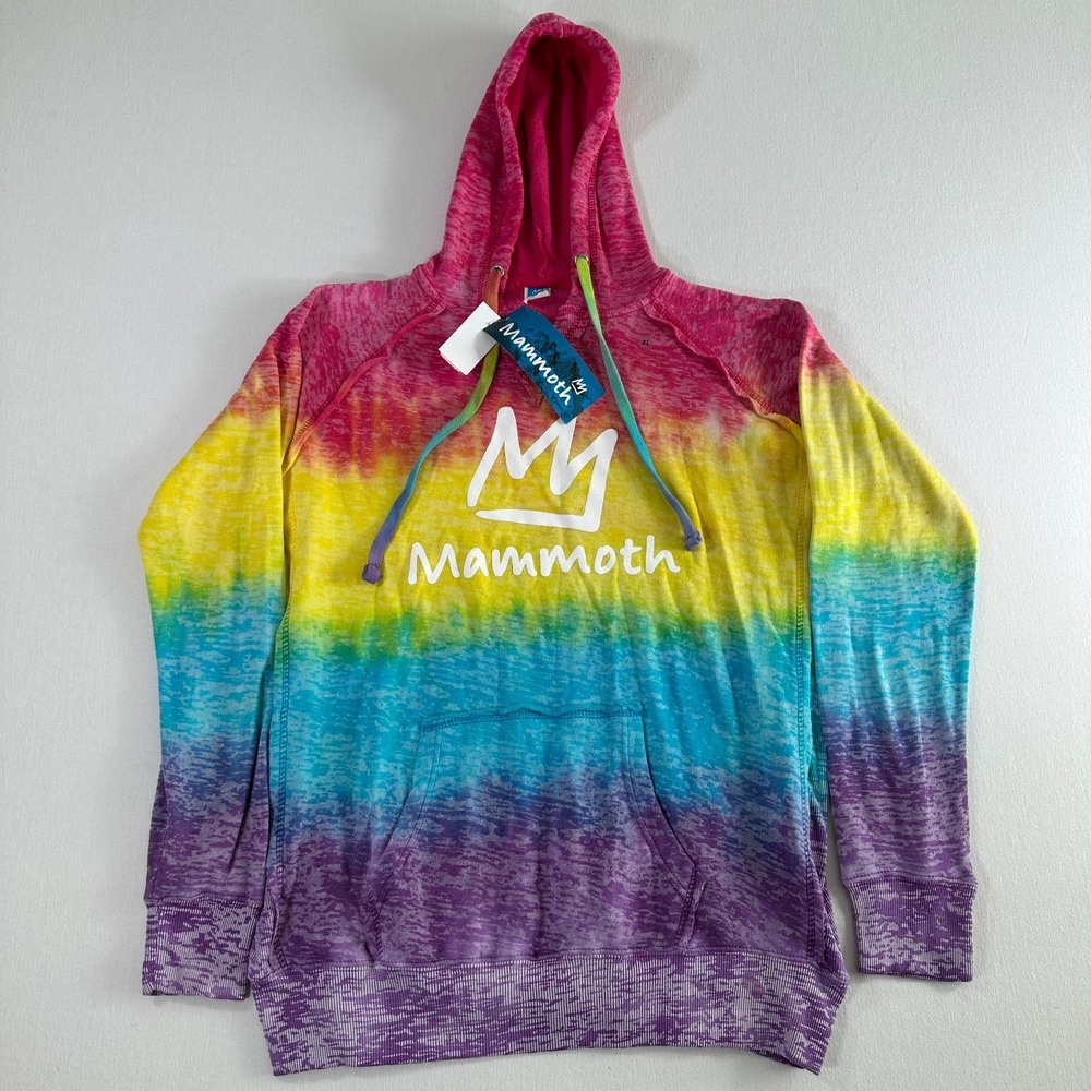 Mammoth Mountain Womens Courtney Burnout V-Notch Hoodie Tie Dye Sweater Sz XL